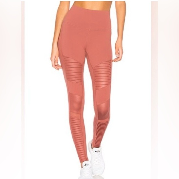 ALO Yoga Pants - ALO Yoga Dark Red Moto Leggings S
